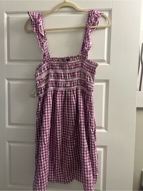 French Connection Purple Gingham Smocked Sundress